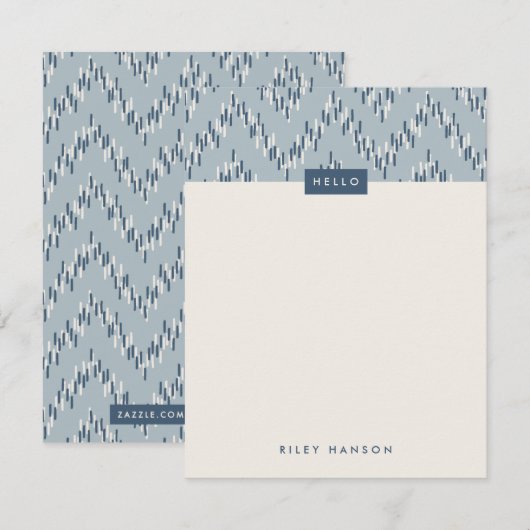 Dashing Boho Ikat Zig Zag Stationery - Blue (Vorne/Hinten)