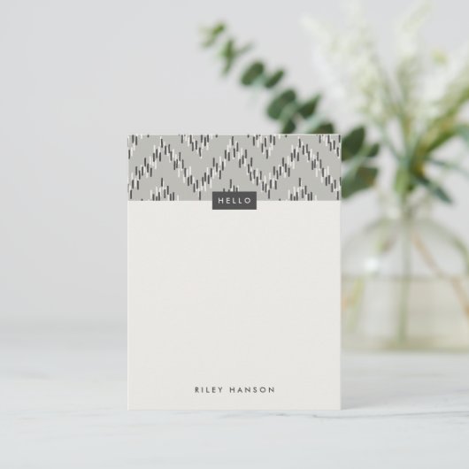 Dashing Boho Ikat Zig Zag Stationery - Gray (Stehend Vorderseite)