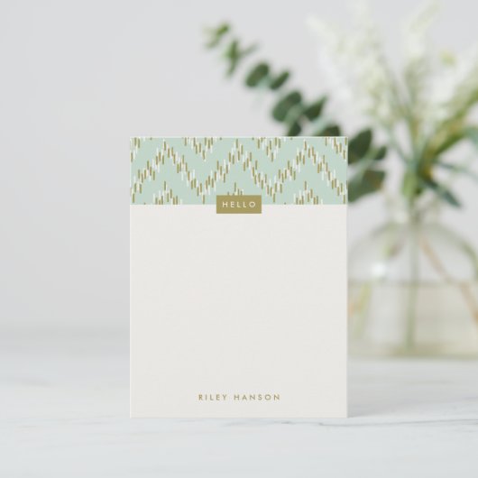 Dashing Boho Ikat Zig Zag Stationery - Green (Stehend Vorderseite)