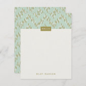 Dashing Boho Ikat Zig Zag Stationery - Green (Vorne/Hinten)