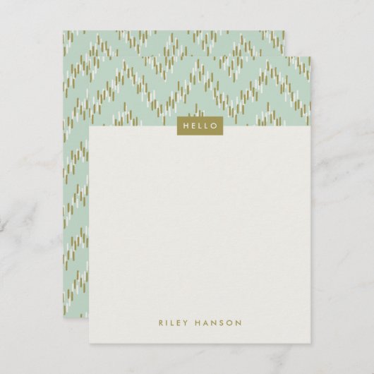 Dashing Boho Ikat Zig Zag Stationery - Green (Vorne/Hinten)