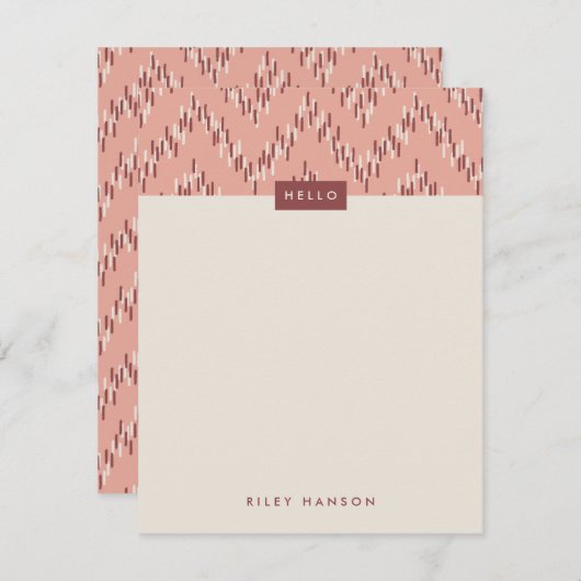 Dashing Boho Ikat Zig Zag Stationery - Red - (Vorne/Hinten)