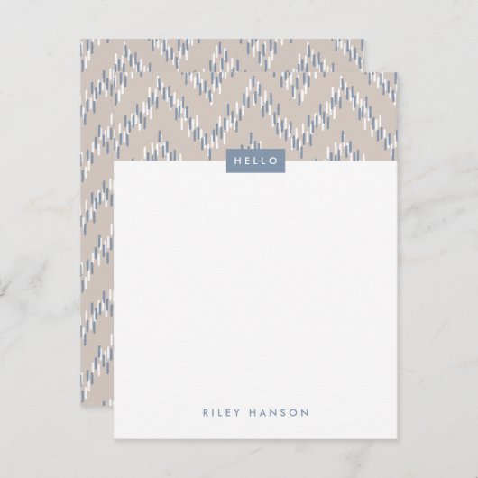 Dashing Boho Ikat Zig Zag Stationery - Taupe (Vorne/Hinten)