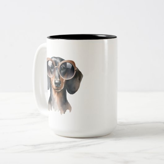 Dashing Dackel Wasserfarbe Tasse (Vorderseite Links)