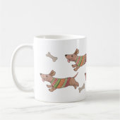 Dashing Dackeln Niedliche Wursthunde laufen Kaffeetasse (Links)