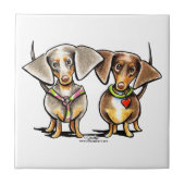 Dashing Dappled-Dackeln Fliese (Vorderseite)