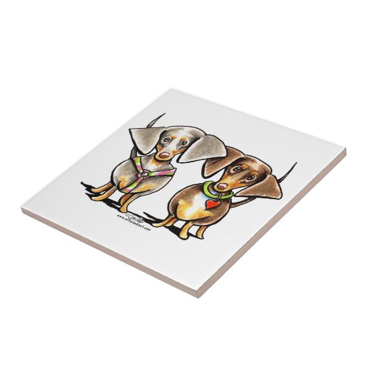 Dashing Dappled-Dackeln Fliese (Seite)