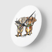 Dashing Dappled-Dackeln Runde Wanduhr (Winkel)