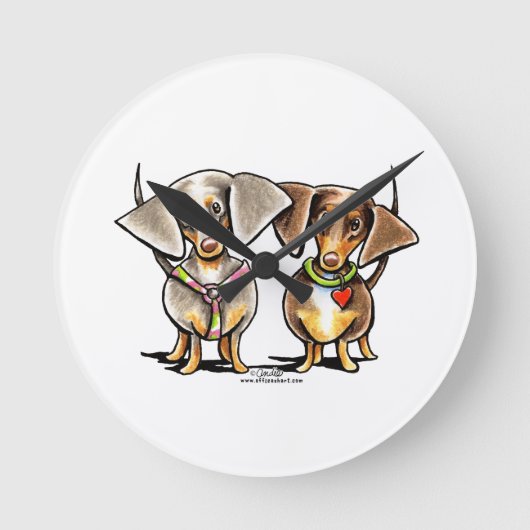 Dashing Dappled-Dackeln Runde Wanduhr (Vorderseite)