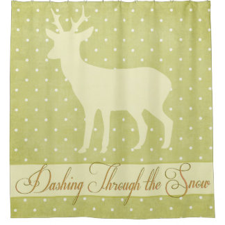 Dashing Deer Dusche Vorhang - Kalkgrüner Polka Dot