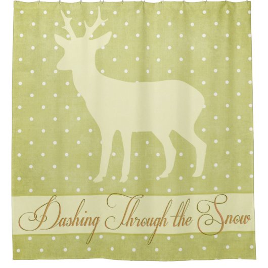 Dashing Deer Dusche Vorhang - Kalkgrüner Polka Dot (Vorderseite)