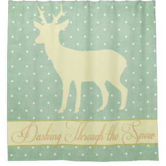 Dashing Deer Duschvorhang - Blue Green Polka Dot