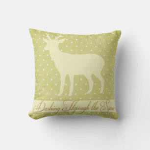 Dashing Deer Pillow - Lime Green Polka Dots d1 Kissen