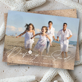 Dashing durch das Sand Beach Coast Foto Feiertagskarte