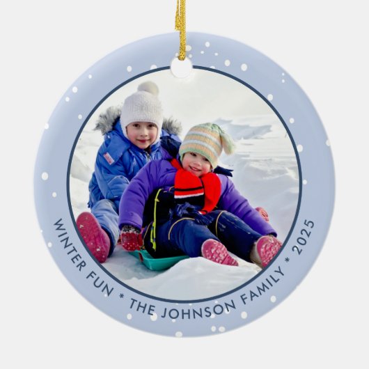 Dashing durch das Schnee-Winter-Foto Keramik Ornament (Hinten)