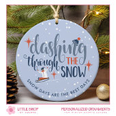 Dashing durch das Schnee-Winter-Foto Keramik Ornament