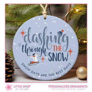 Dashing durch das Schnee-Winter-Foto Keramik Ornament