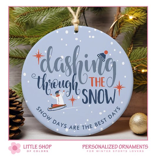 Dashing durch das Schnee-Winter-Foto Keramik Ornament