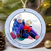 Dashing durch das Schnee-Winter-Foto Keramik Ornament