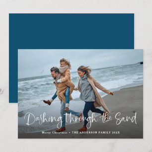 Dashing durch den Sand   Foto Coastal Beach Feiertagskarte