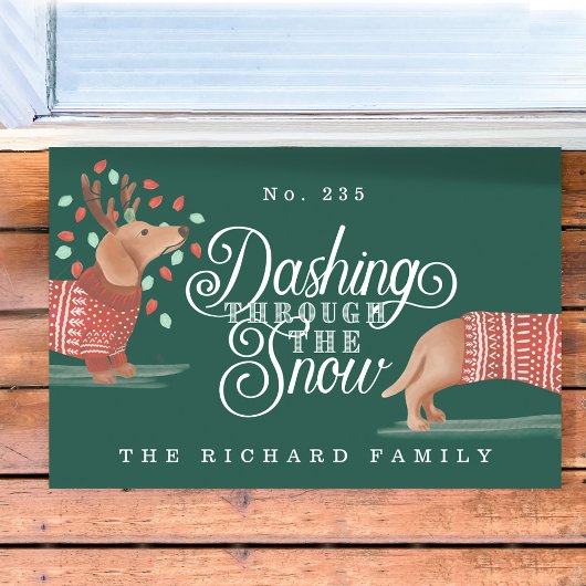 Dashing durch den Schnee Dackel Hund Sweater Fußmatte