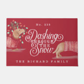 Dashing durch den Schnee Dackel Hund Sweater Fußmatte (Vorderseite)