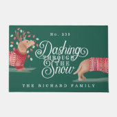 Dashing durch den Schnee Dackel Hund Sweater Fußmatte (Vorderseite)