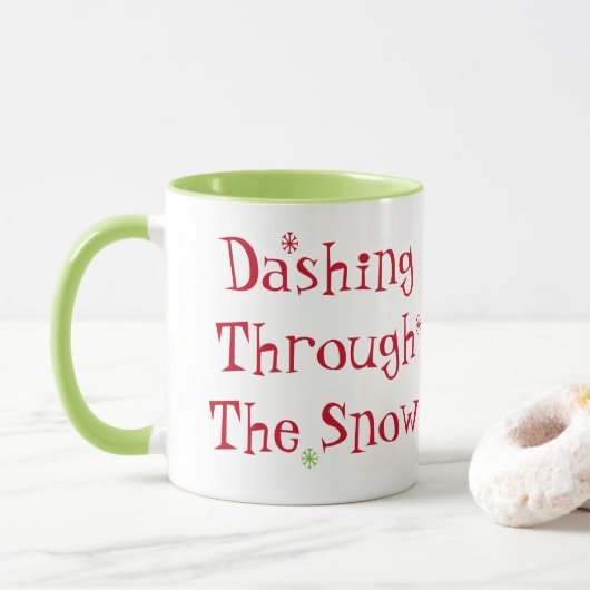 Dashing durch die Schnee-Tasse Tasse (Mit Donut)