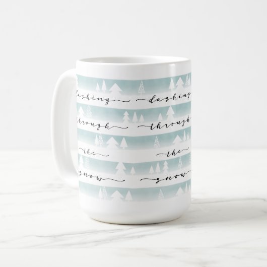 Dashing durch die schneebewaldeten Streifen Kaffeetasse (Vorderseite Links)