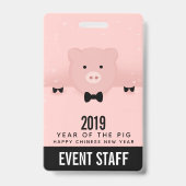 Dashing Pink Pig Niedlich Chinesisch Neujahr 2019 Ausweis (Rückseite)