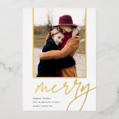 Dashing Script | Vertikales Foto Folien Feiertagskarte (Vorderseite)