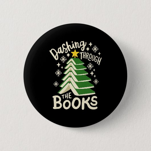 Dashing Through The Books Christmas Book Lovers Me Button (Vorderseite)