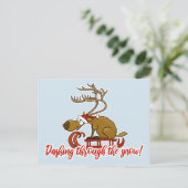 Dashing through the snow Christmas postcard Feiertagspostkarte (Stehend Vorderseite)