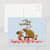 Dashing through the snow Christmas postcard Feiertagspostkarte (Vorne/Hinten)