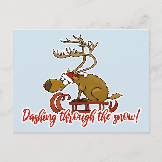 Dashing through the snow Christmas postcard Feiertagspostkarte (Vorderseite)