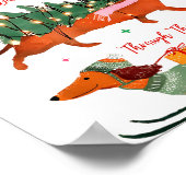 Dashing Through The Snow Christmas Wiener Dog Holi Poster (Ecke)