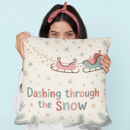 Dashing Through the Snow Cozy Pastel Christmas Kissen