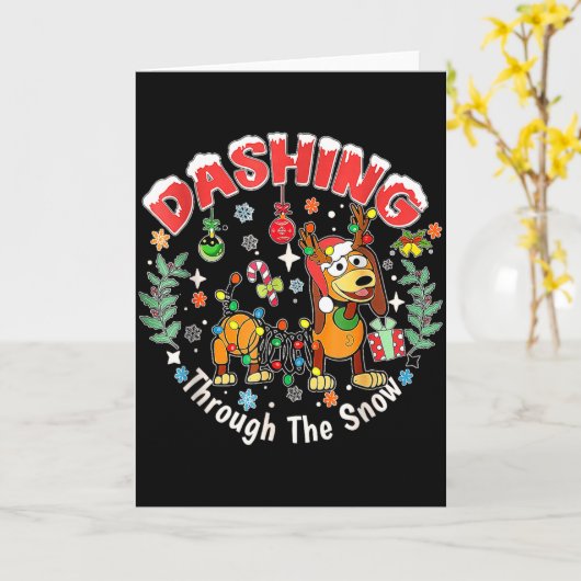 Dashing Through The Snow, Dog Christmas, Funny Chr Karte (Gelbe Blume)