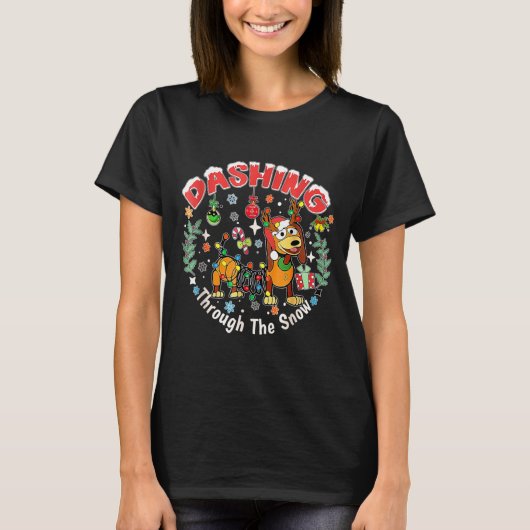 Dashing Through The Snow, Dog Christmas, Funny Chr T-Shirt (Vorderseite)