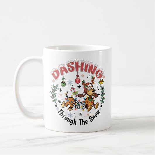 Dashing Through the Snow Funny Dachshund Dog Xmas Kaffeetasse (Links)