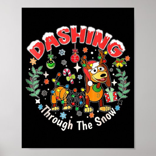 Dashing Through The Snow, Funny Dog Christmas Poster (Vorne)