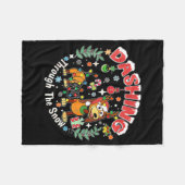 Dashing Through The Snow Slink Dog Christmas Fleecedecke (Vorderseite (Horizontal))
