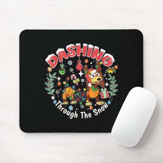 Dashing Through The Snow Slink Dog Christmas Mousepad (Mit Mouse)