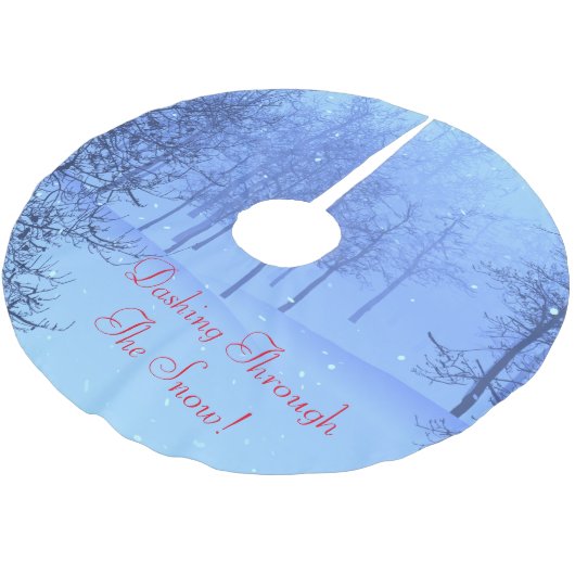 Dashing Through the Snow! zu Polyester Weihnachtsbaumdecke (Schrägansicht)