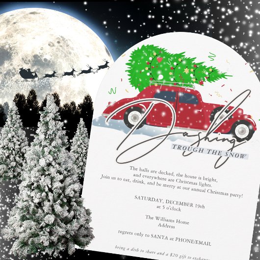 Dashing Trough The Snow Vintage Car Weihnachten Einladung