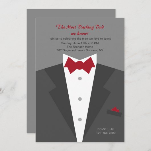 Dashing Vater Vatertag Einladung (Vorne/Hinten)