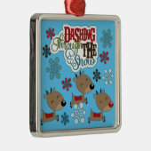 Dashing wirft den Schnee Silbernes Ornament (Rechts)