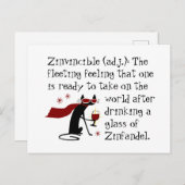 Dass Zinvinciable Gefühl Funny Zin Weinangebot Postkarte (Vorne/Hinten)