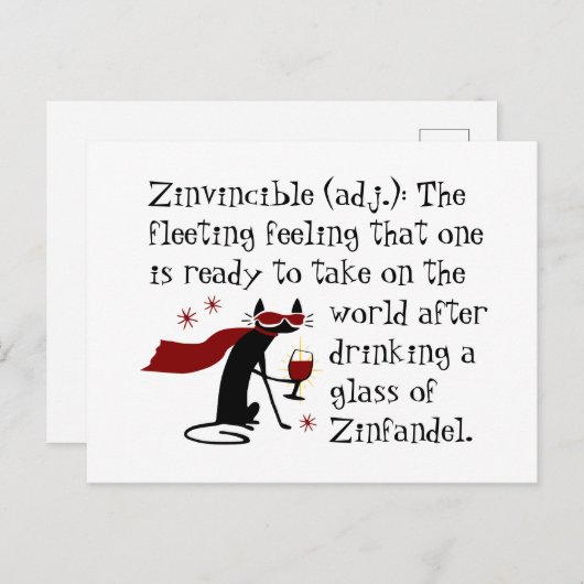 Dass Zinvinciable Gefühl Funny Zin Weinangebot Postkarte (Vorne/Hinten)
