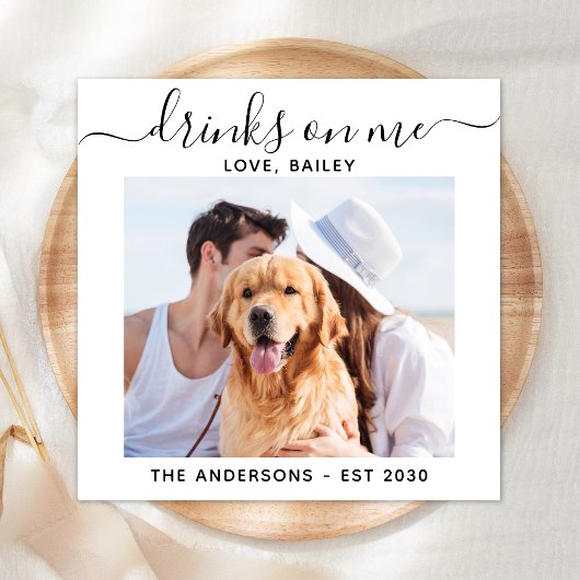 Dasselbe Foto bei Hunden auf Bar Hochzeit Serviette